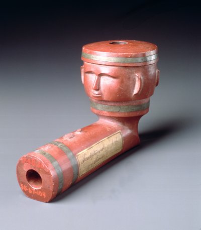 Cazoleta de Pipa Incrustada con Dos Caras, Sioux, Minnesota, 1801-33 de American School